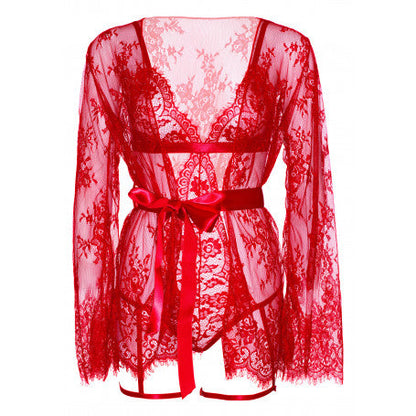 BODY CON VESTAGLIA TEDDY, LACE ROBE & RIBBON TIE